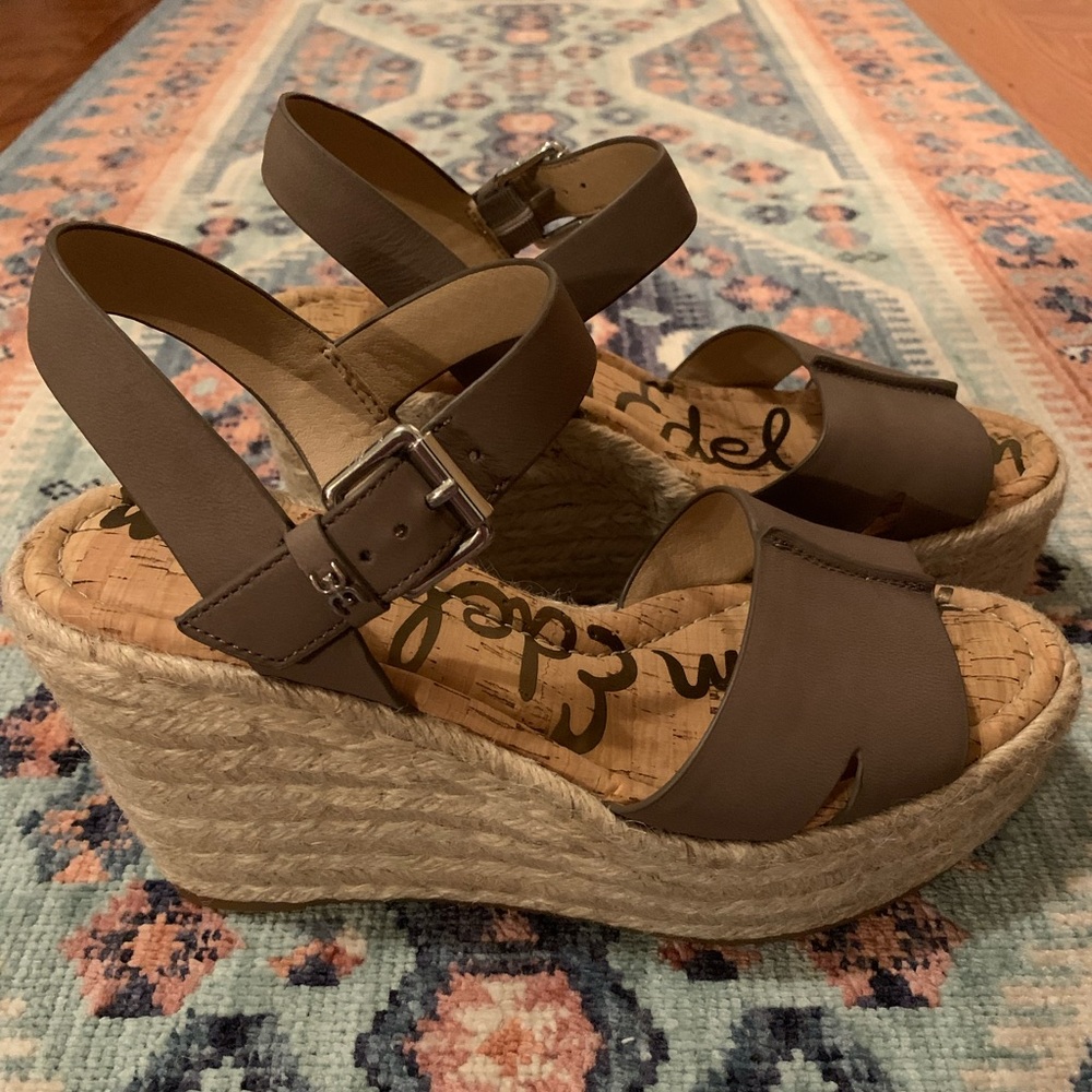Sam Edelman Maura leather platform wedge sandals
